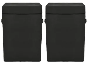 Kuber Industries Non-Woven Laundry Basket, Clothes Hamper For Laundry Closet, Bedroom, Bathroom With Lid & Handles- Pack of 2 (Black)-44KM0192