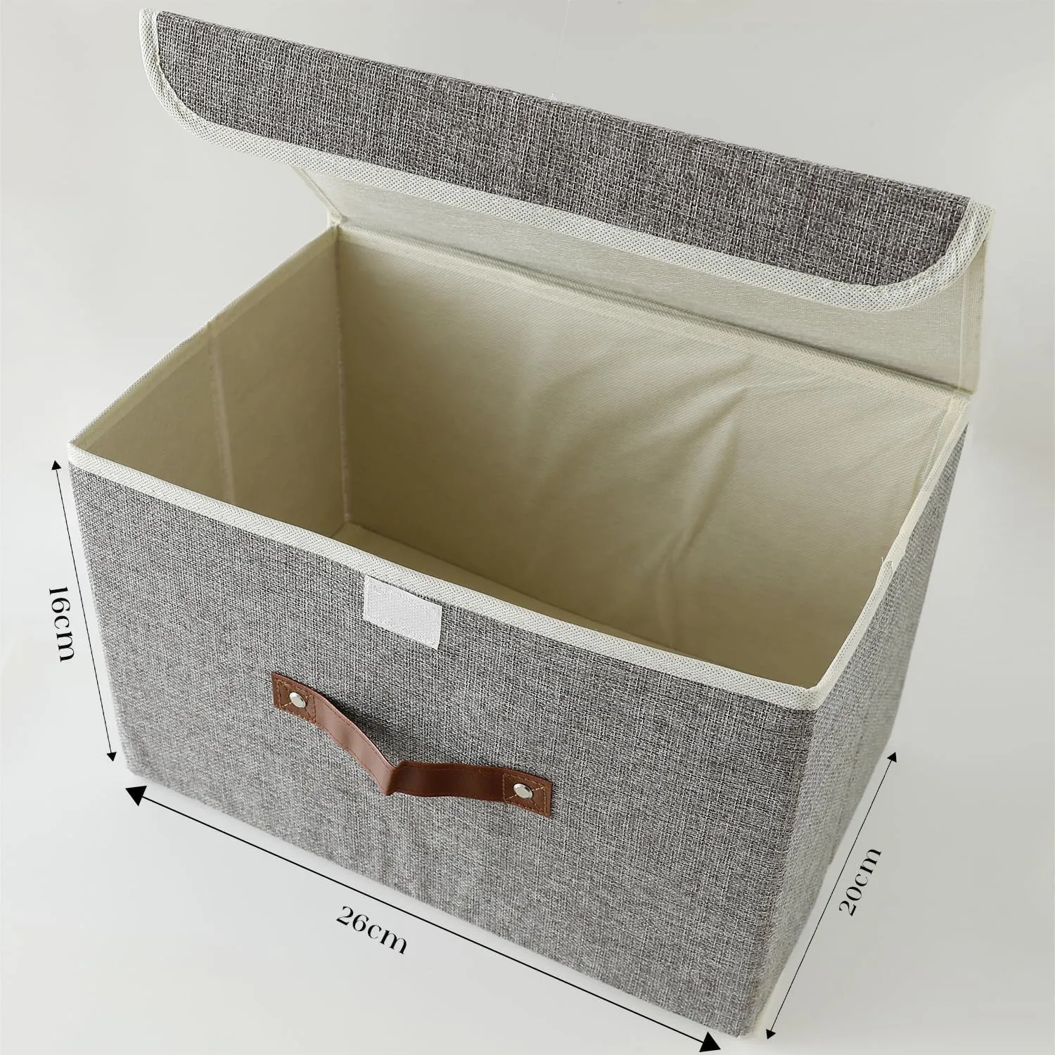 Kuber Industries Small Storage Box With Lid|Foldable Toys Storage Bin|Wardrobe Organizer For clothes|Front Handle & Sturdy Pack Of-2 (Grey)