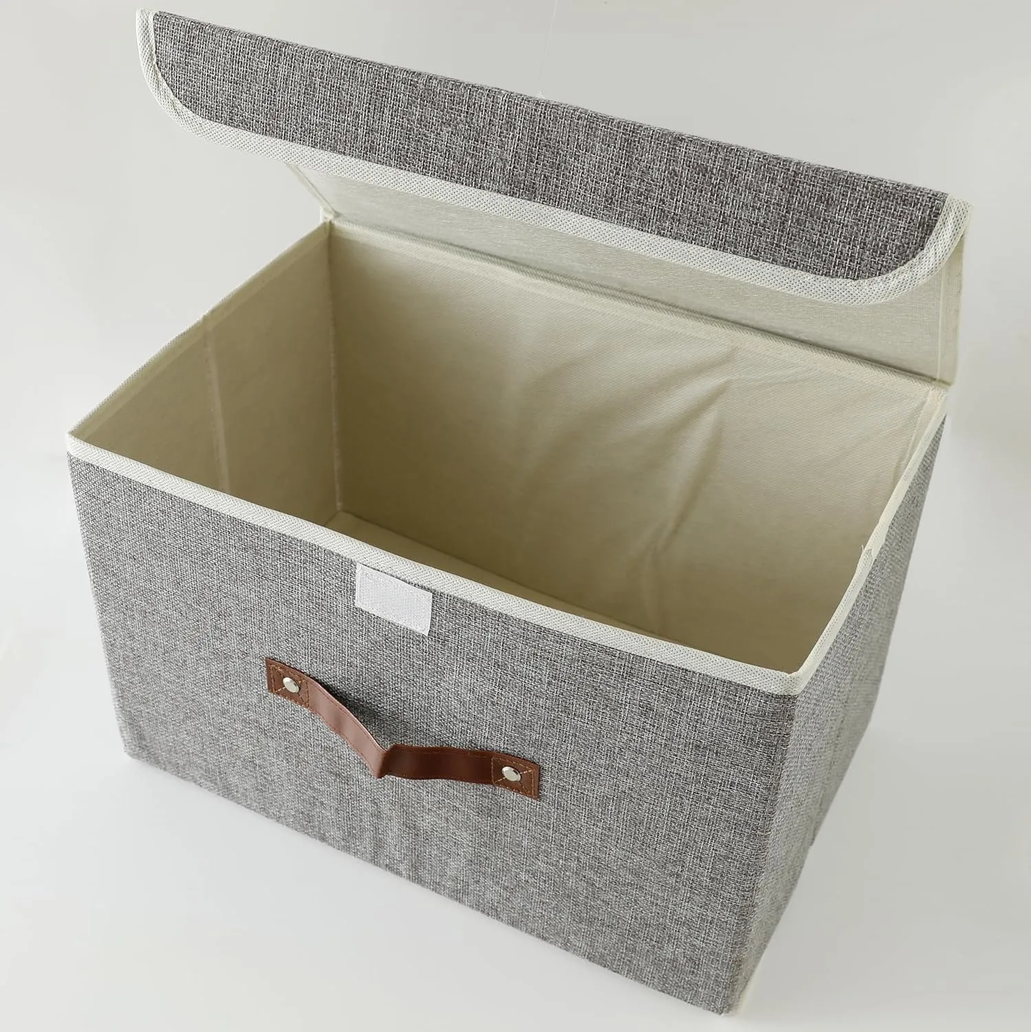 Kuber Industries Small Storage Box With Lid|Foldable Toys Storage Bin|Wardrobe Organizer For clothes|Front Handle & Sturdy Pack Of-2 (Grey)