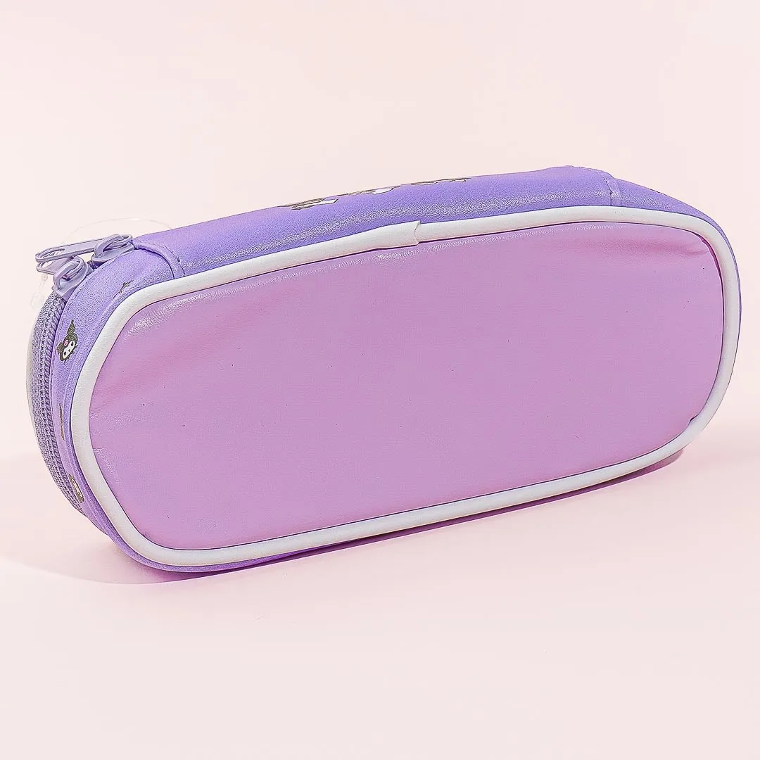 Kuromi Clear Window Oblong Pen Case With Mesh Pouch