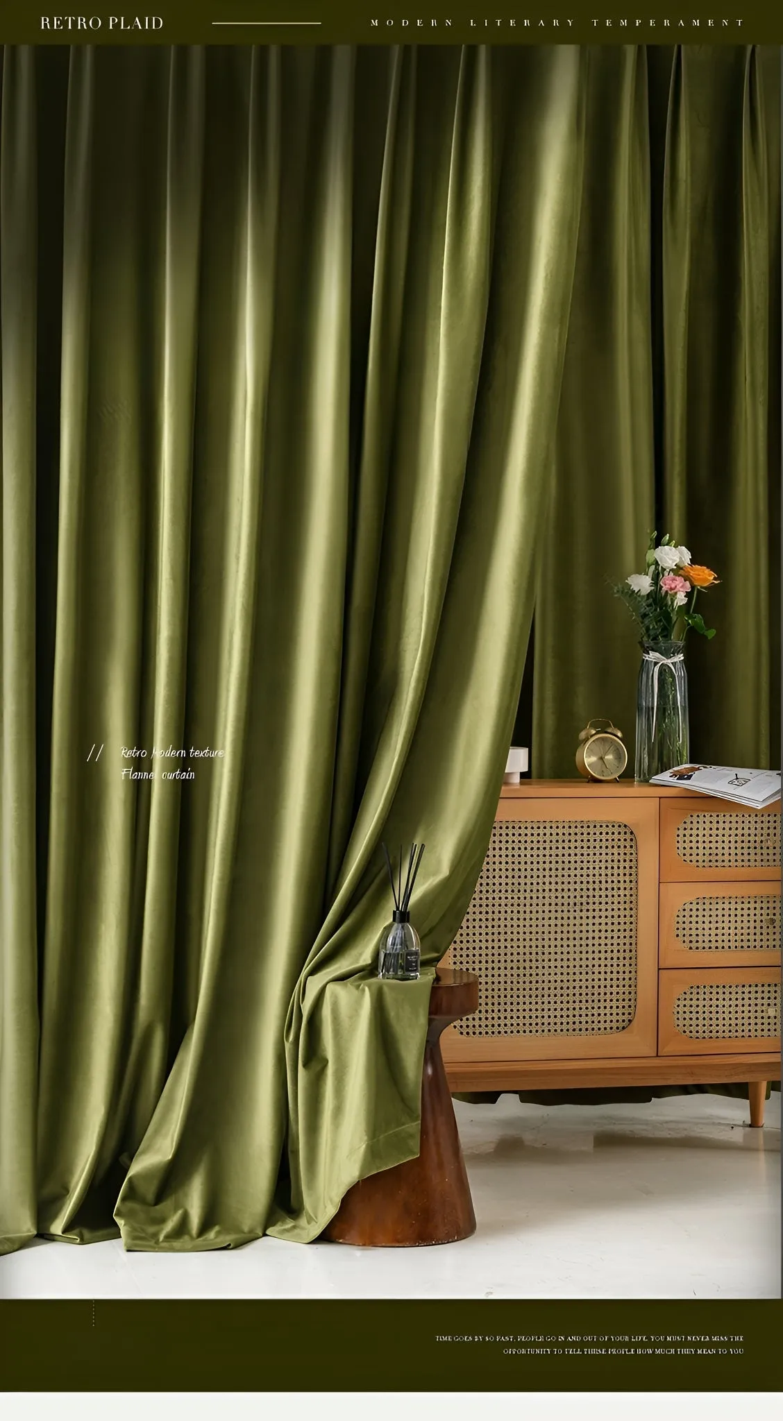 Kyra Luxurious Velvet Solid Green Blackout Custom Curtain