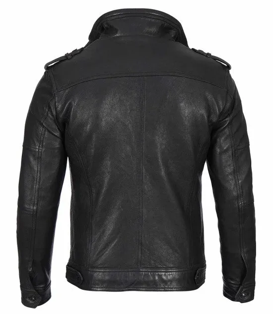 Leader - Luxurious Black Leather Jacket for Men