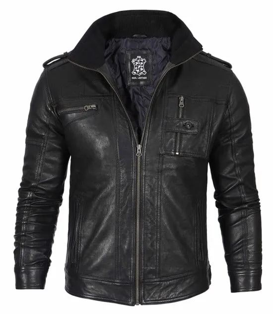 Leader - Luxurious Black Leather Jacket for Men