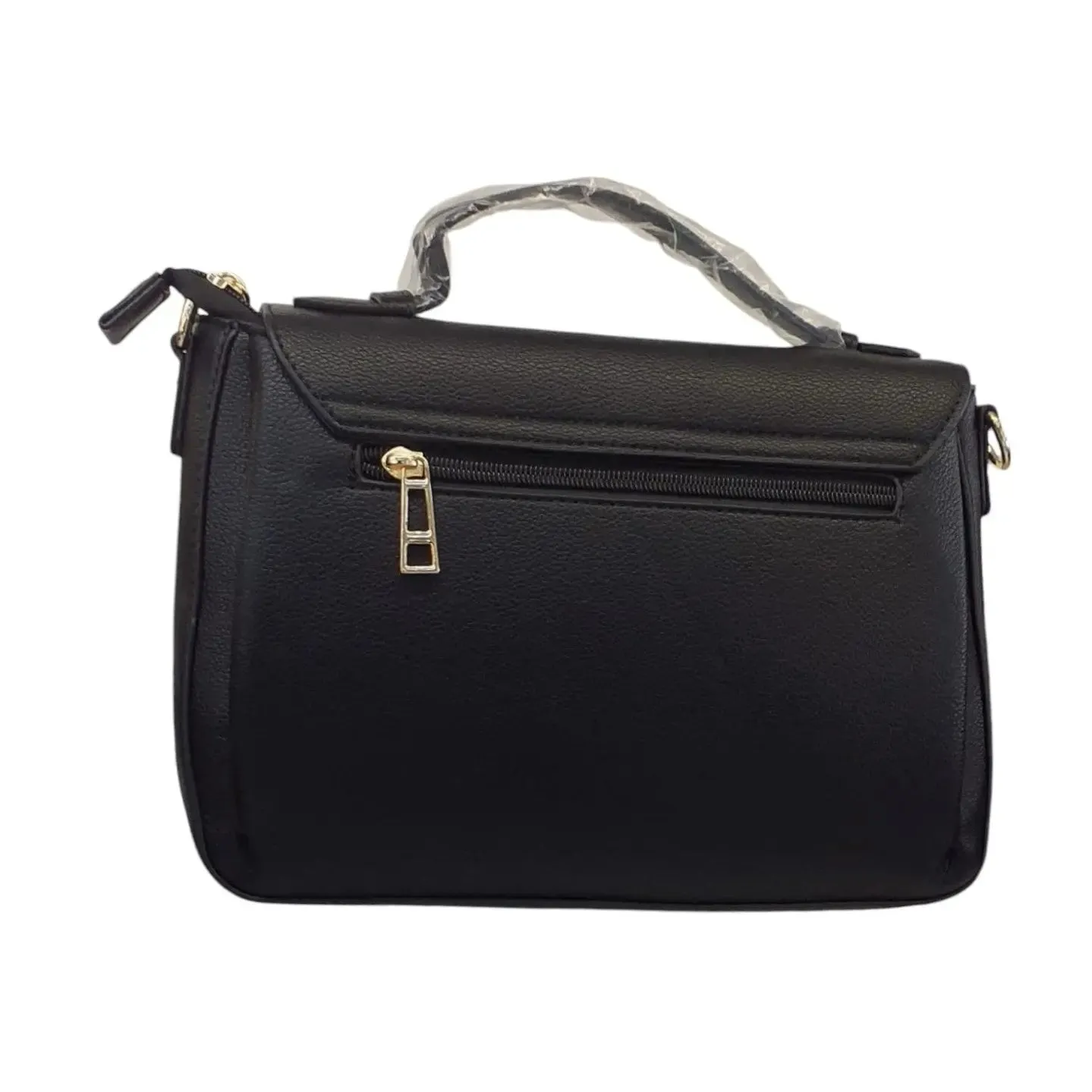 Leather Handbag with Gold M Accent