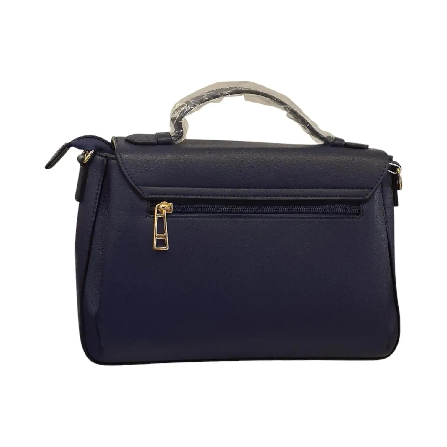 Leather Handbag with Gold M Accent
