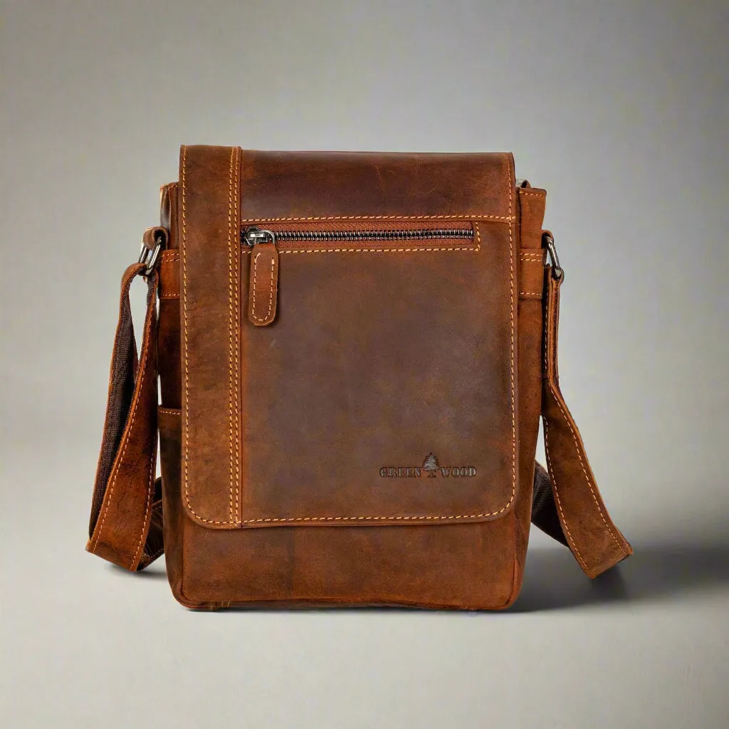 Leather Messenger Bag - Sandal
