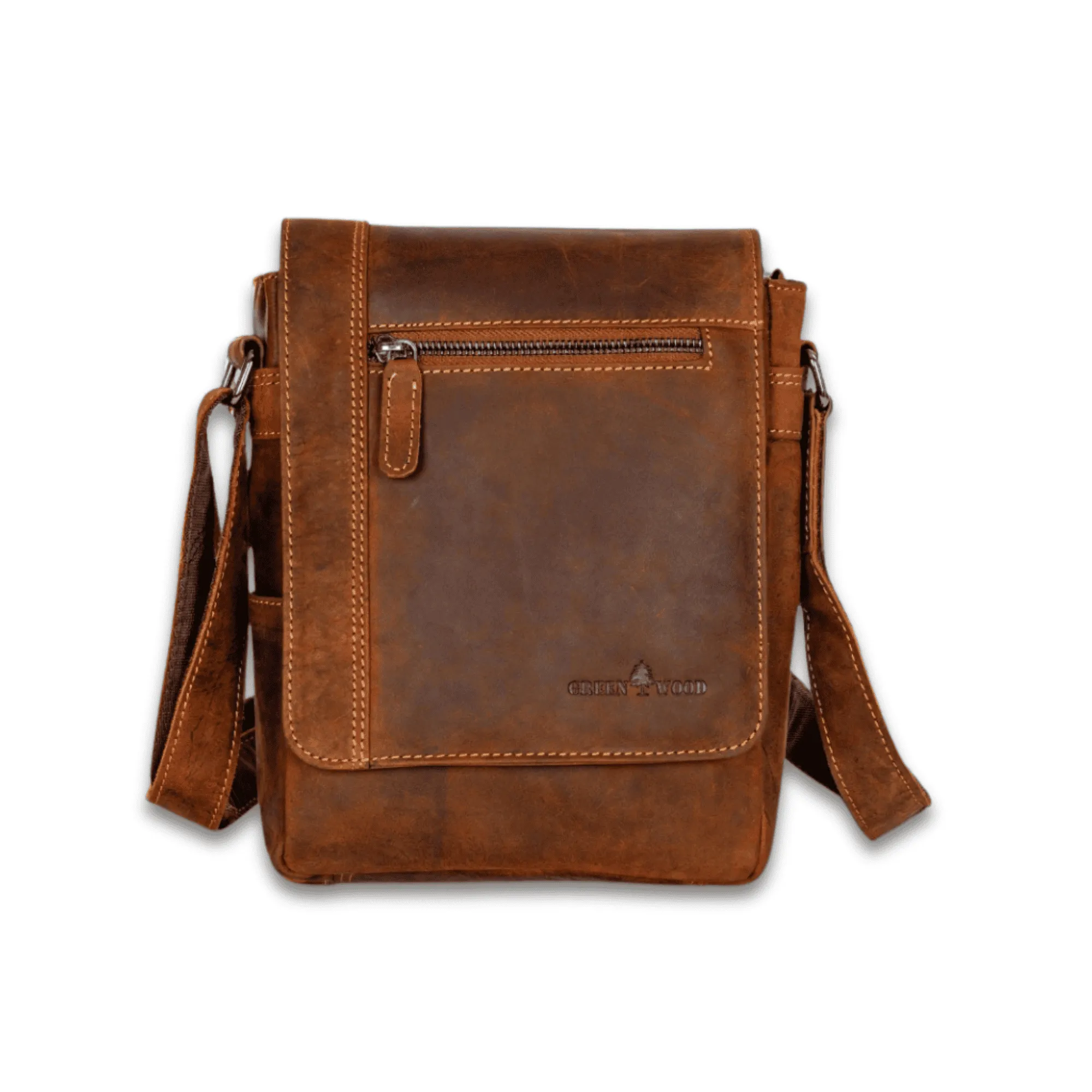 Leather Messenger Bag - Sandal