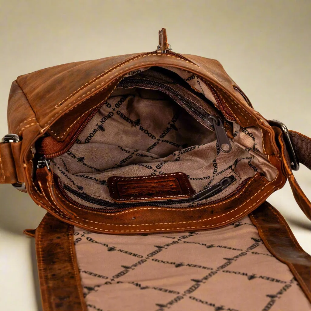 Leather Messenger Bag - Sandal