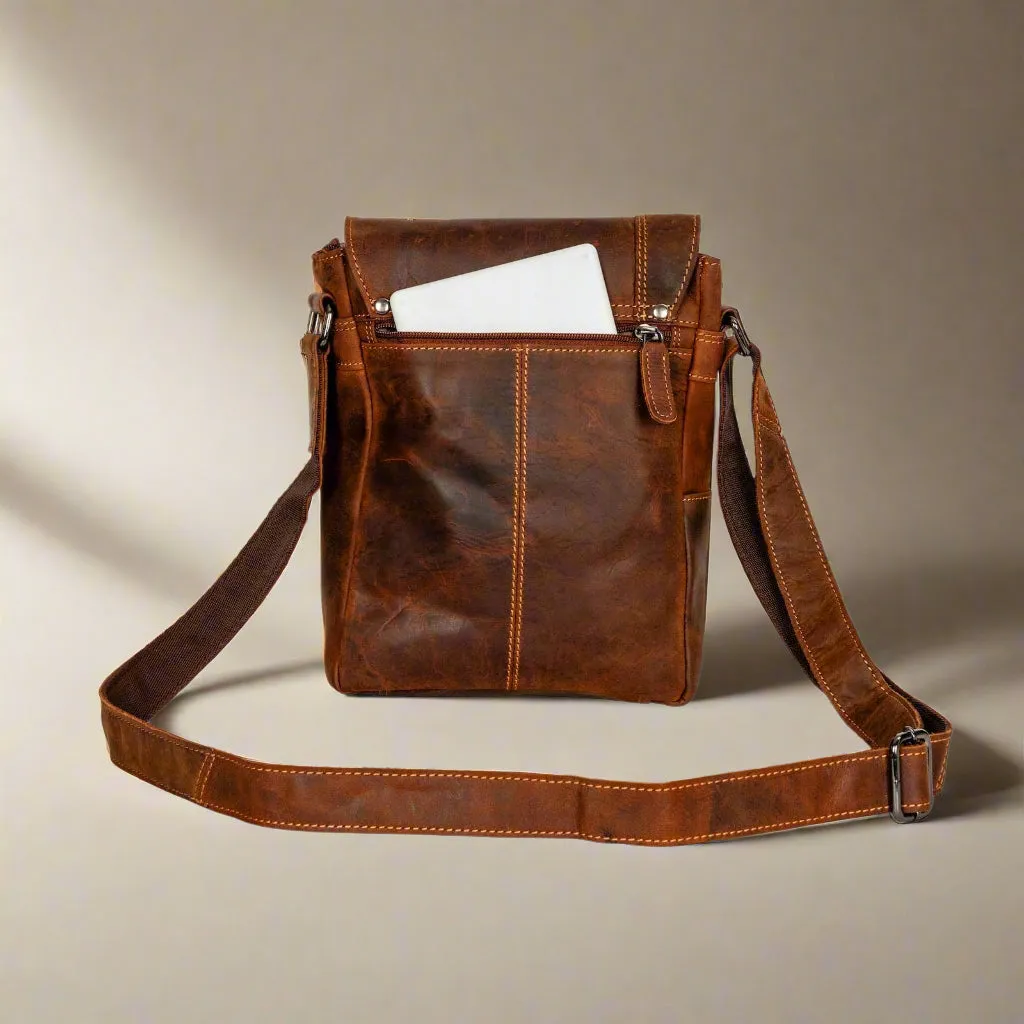 Leather Messenger Bag - Sandal
