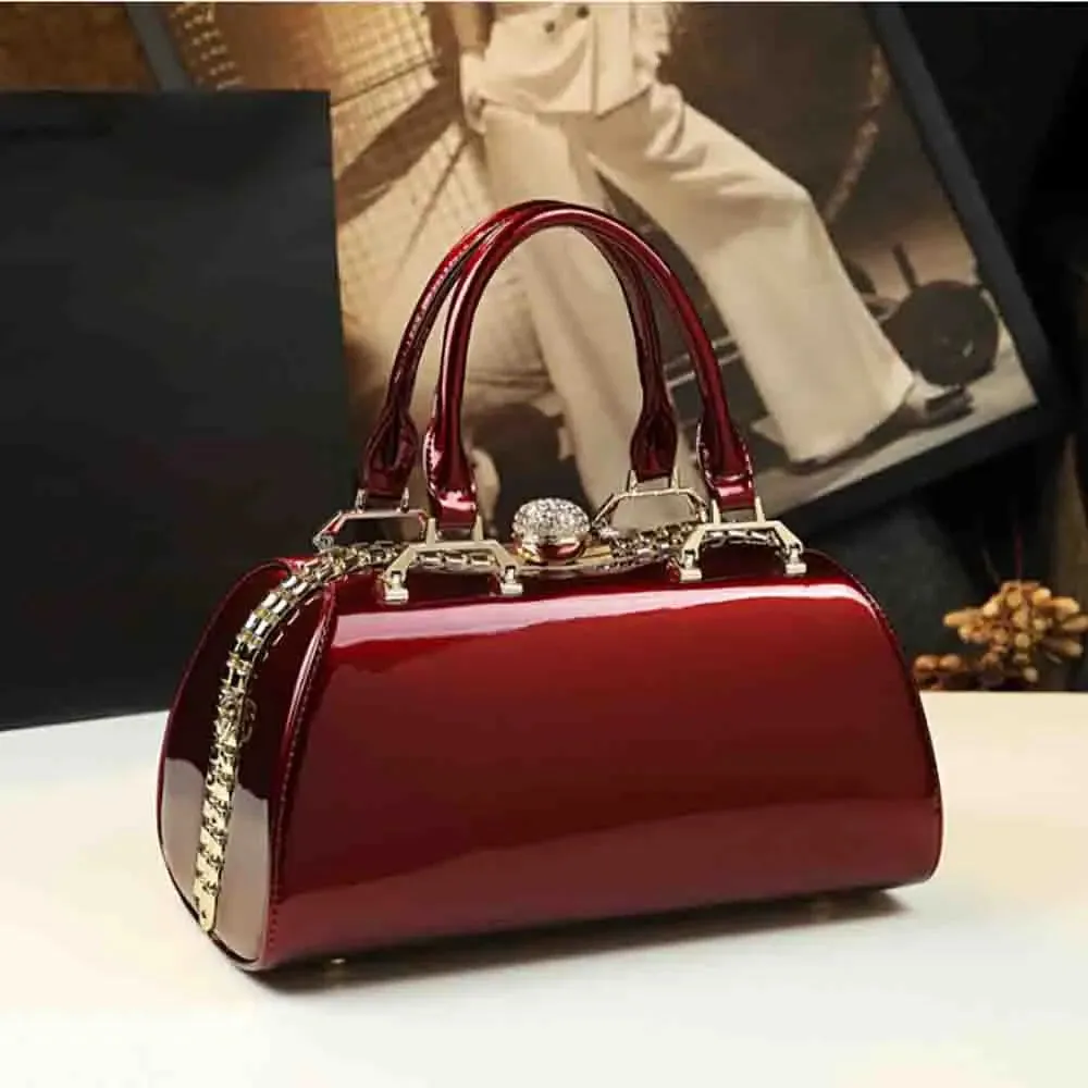 Leather Top Handle Leopard Print Handbag