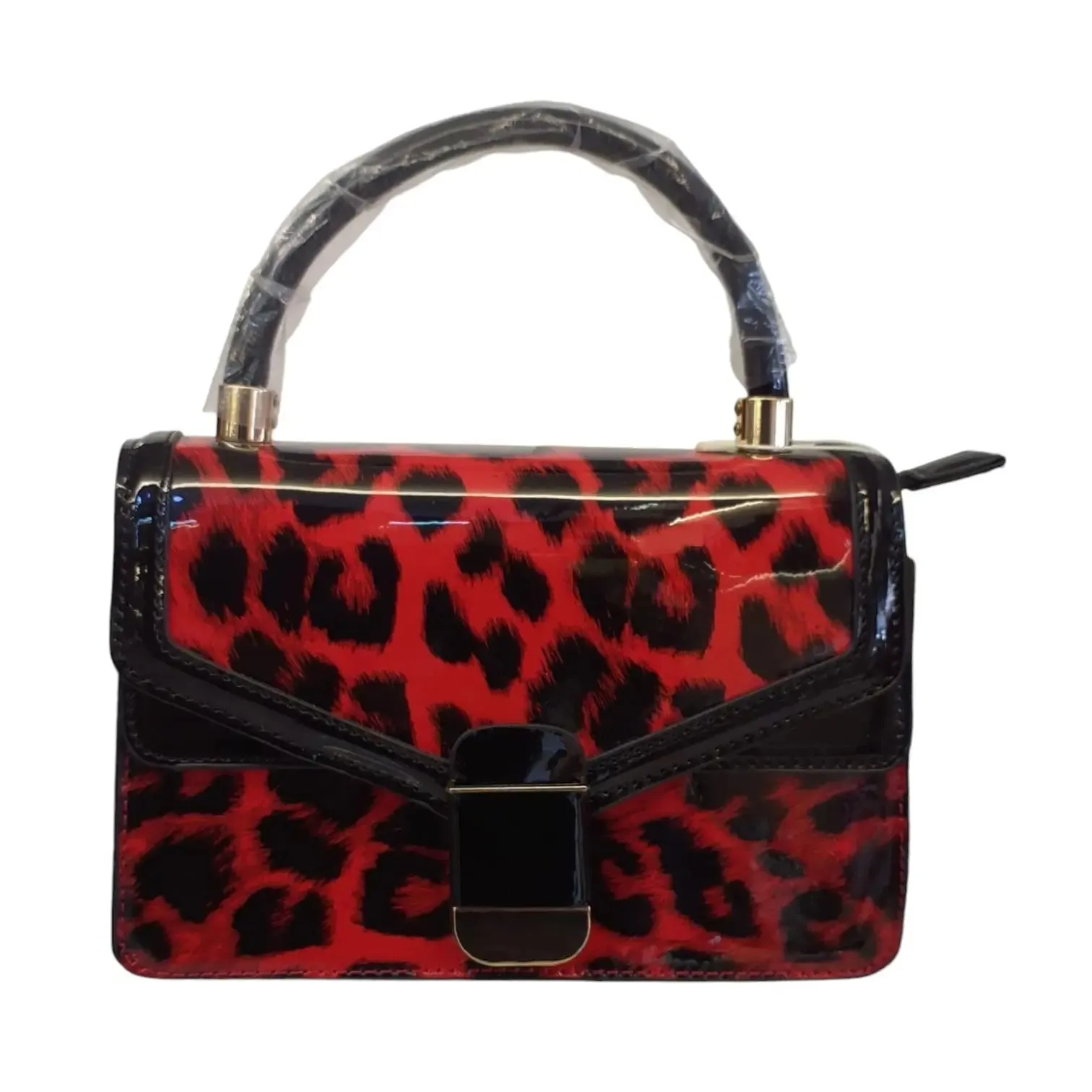 Leopard Print Patent Handbag