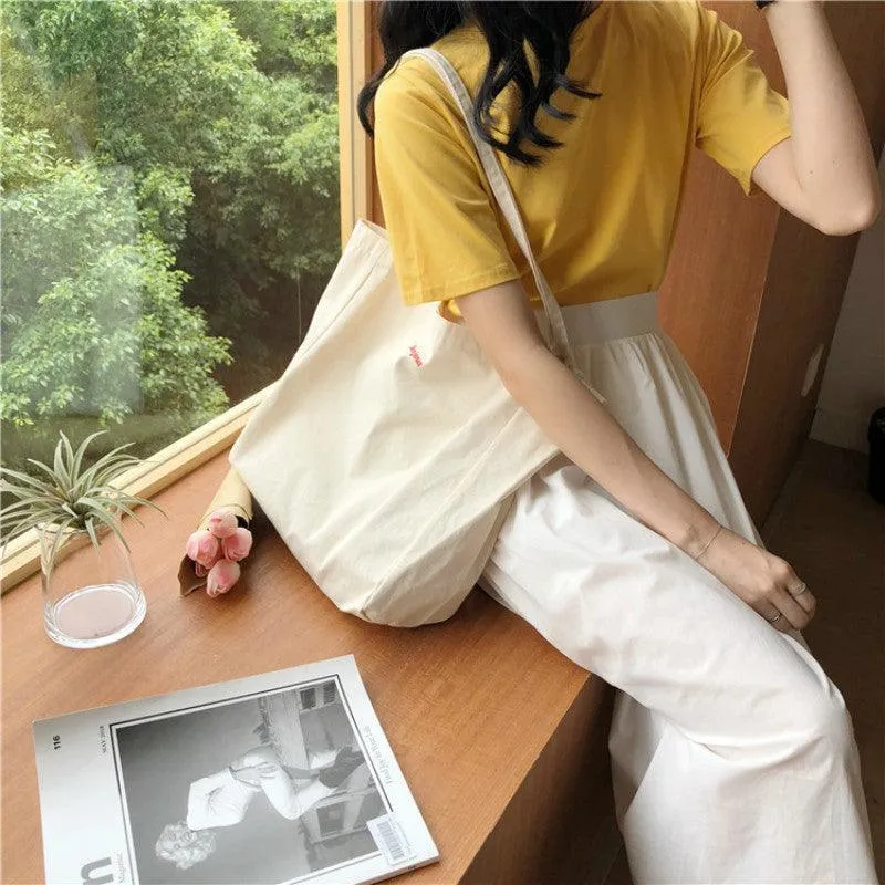 Light Canvas Tote Bag In Beige