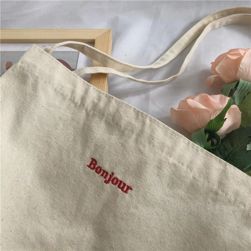 Light Canvas Tote Bag In Beige