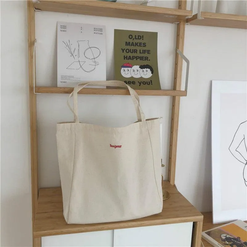 Light Canvas Tote Bag In Beige