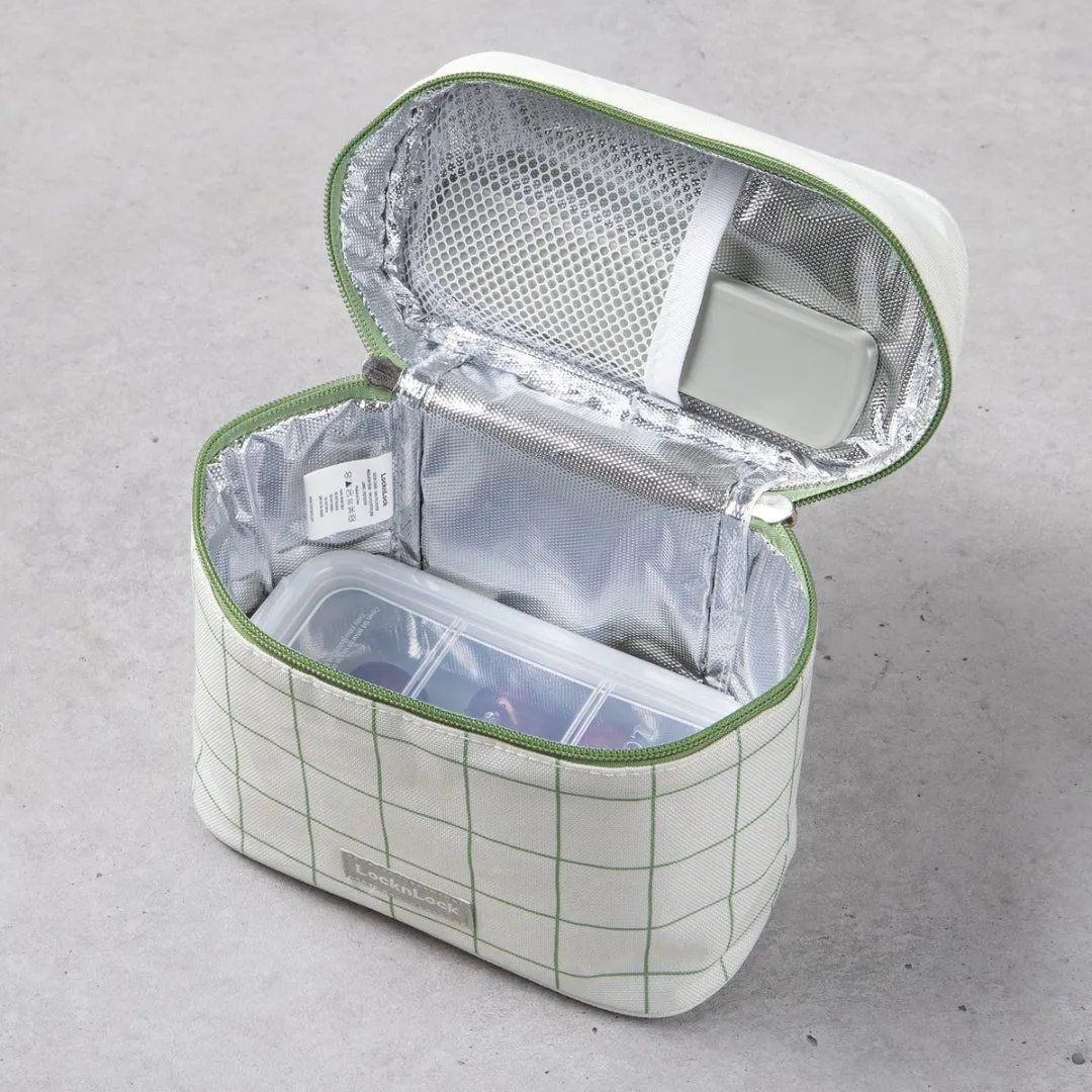 LocknLock 3-Layer Lunch Box Set with Chopsticks   Green Check Pattern Insulated Bag Food Storage Korean Kitchen Picnic Office / from Seoul, Korea