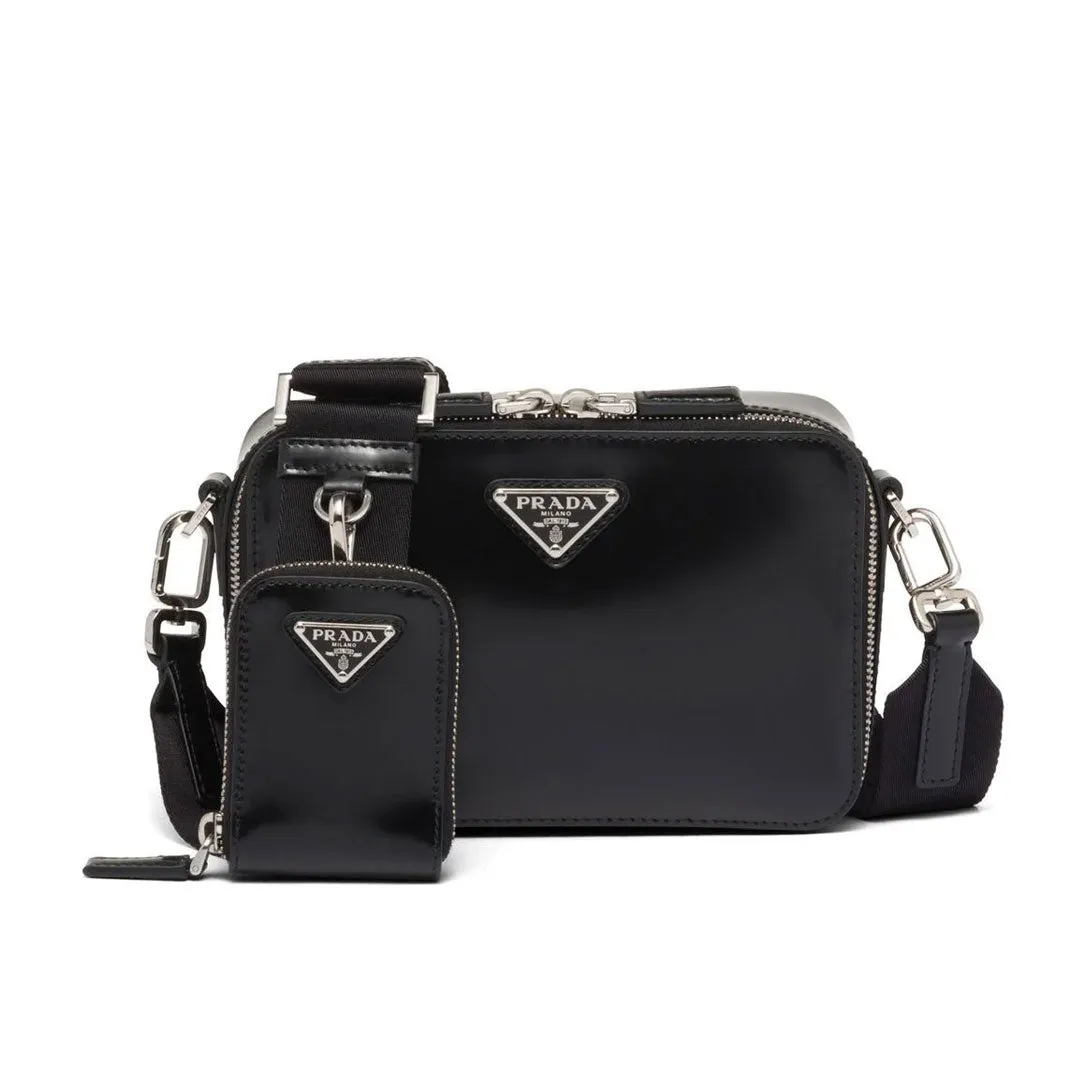 Logo Plaque Black Messenger Bag
