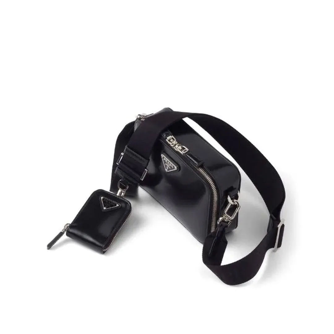 Logo Plaque Black Messenger Bag