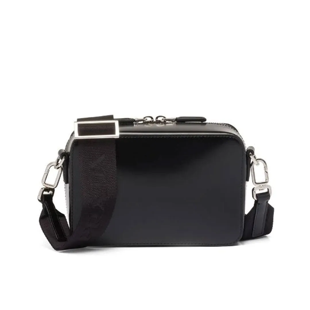Logo Plaque Black Messenger Bag