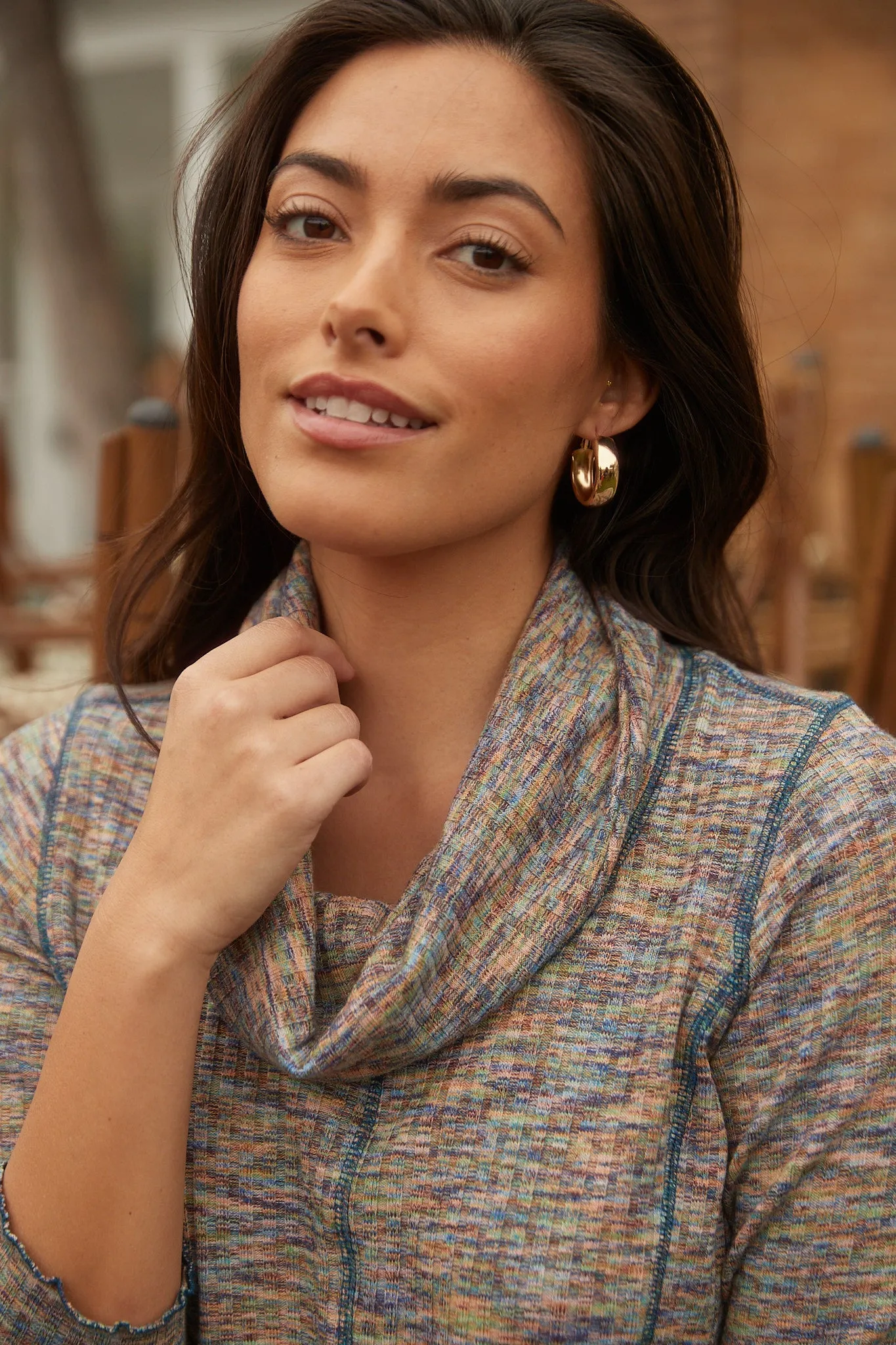 Long Sleeve Cowl Neck Top
