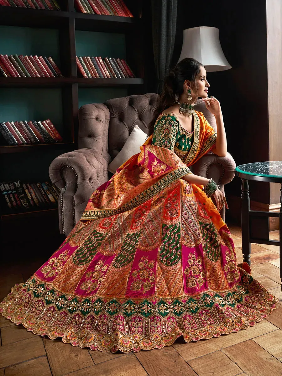 Luxurious Banarasi Silk Embroidered Bridal Lehenga Choli Set