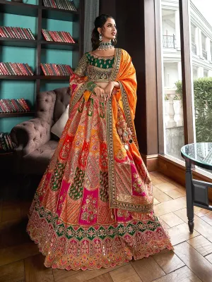 Luxurious Banarasi Silk Embroidered Bridal Lehenga Choli Set