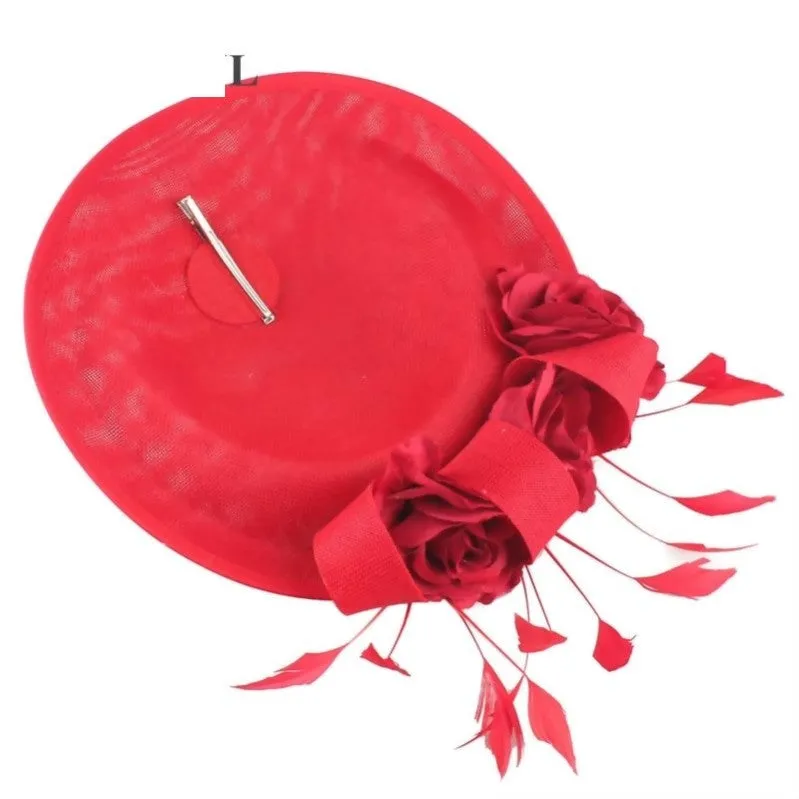 Luxurious Beige Kentucky Derby Cocktail Hat With Flower