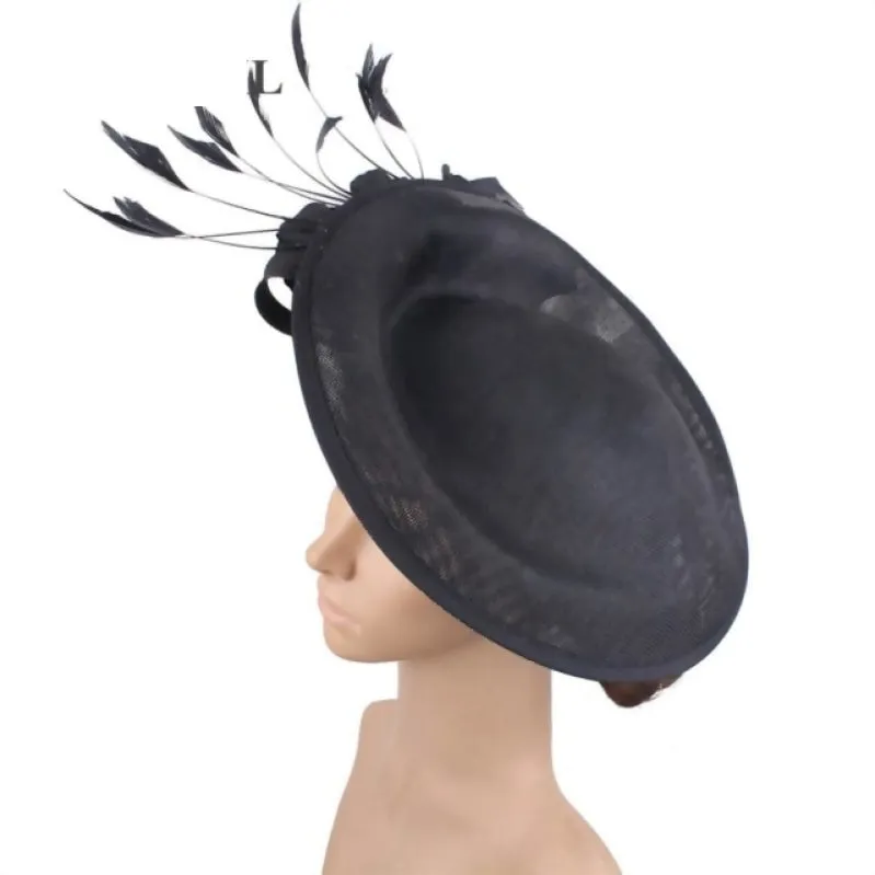 Luxurious Beige Kentucky Derby Cocktail Hat With Flower