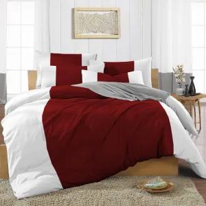 Luxurious Burgundy contrast Colour Bar Duvet Cover