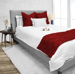Luxurious Burgundy Pinch Bed Runner Set
