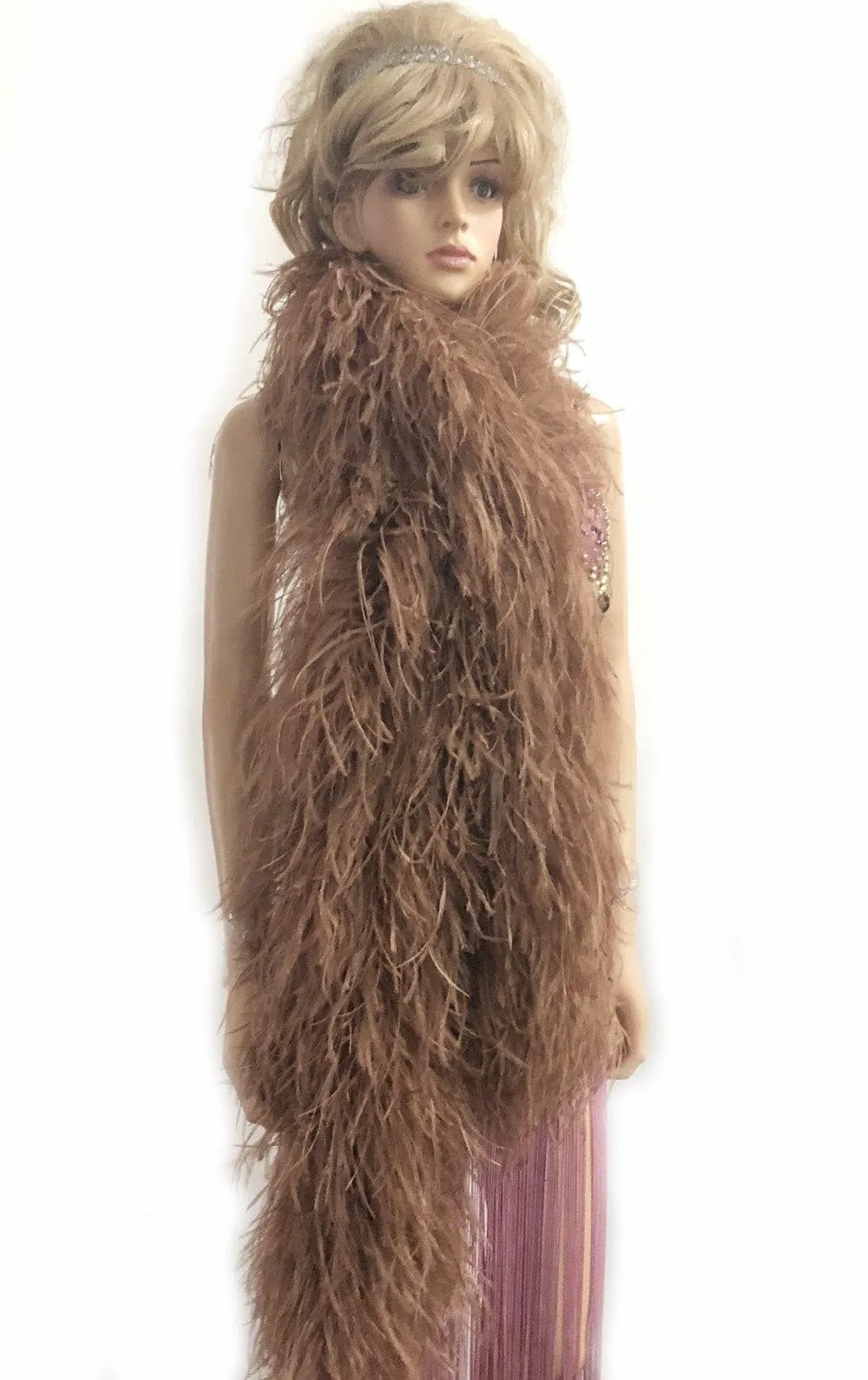 Luxurious Caramel 12 Ply Ostrich Feather Boa