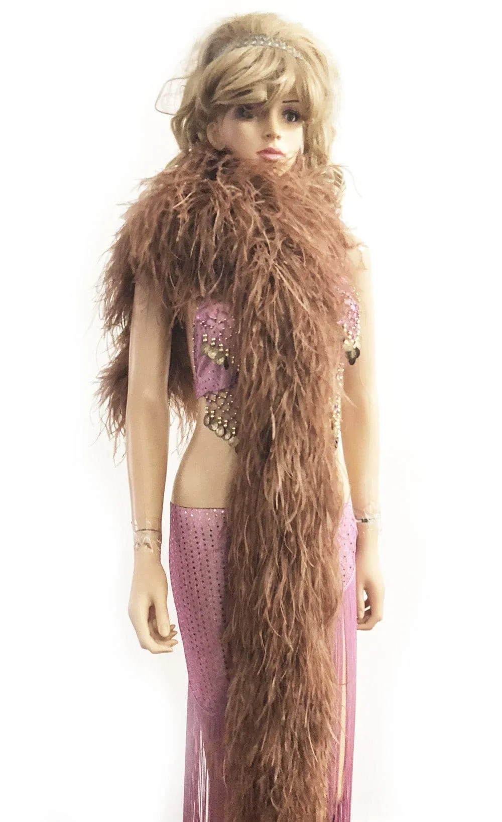 Luxurious Caramel 12 Ply Ostrich Feather Boa