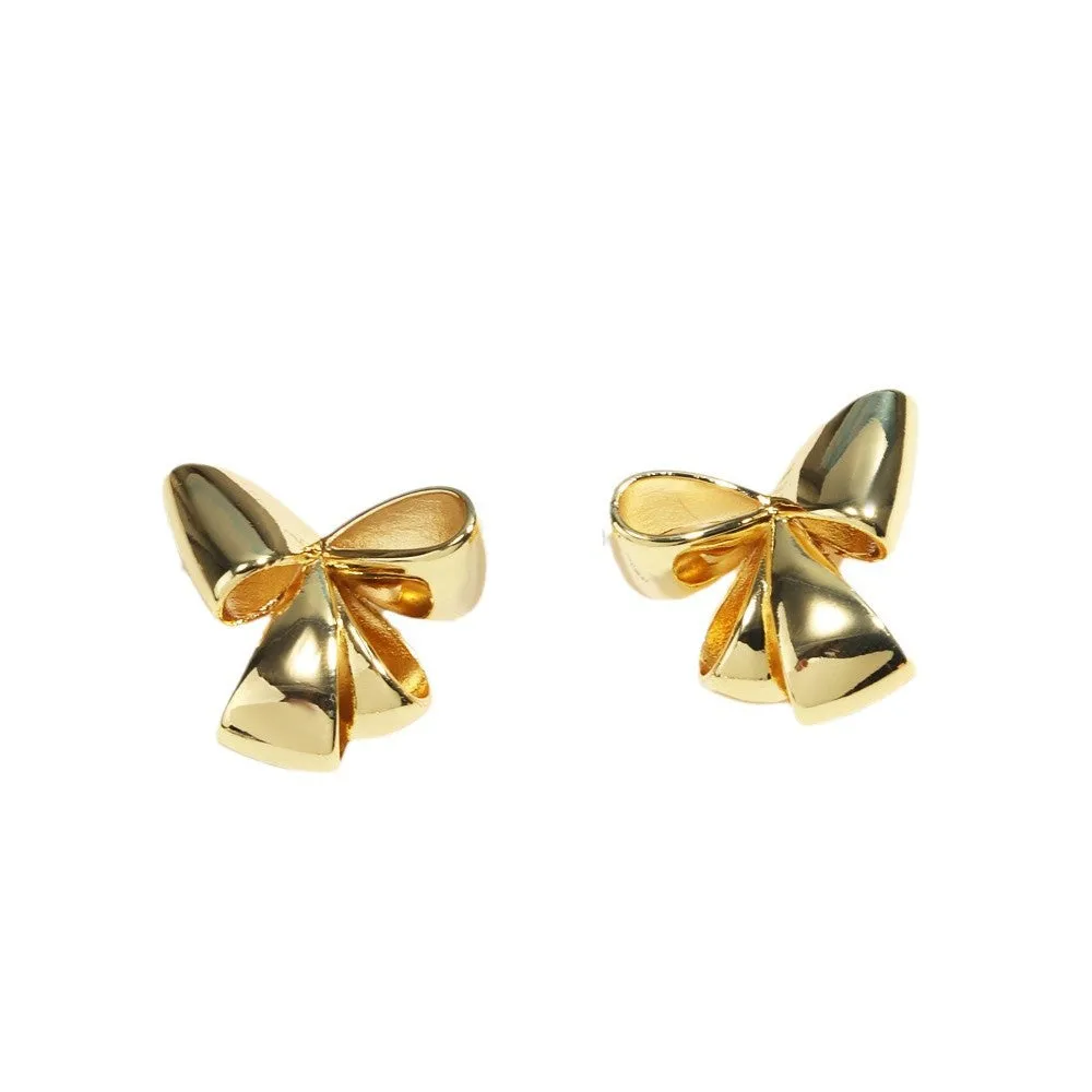 Luxurious Circle Bowknot Copper Electroplating Stud Earrings
