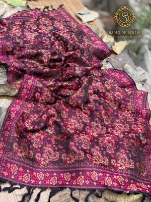 Luxurious Deep Purple Pure Silk Banarasi Scarf
