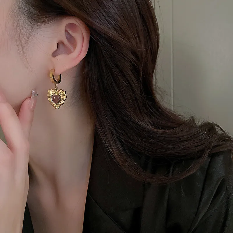 Luxurious Heart Copper Electroplating Earrings