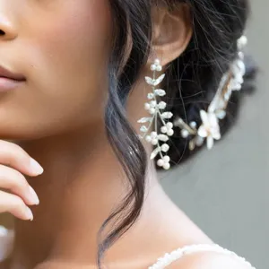 Luxurious Marquise Pearl/Rhinestone Drop Earrings