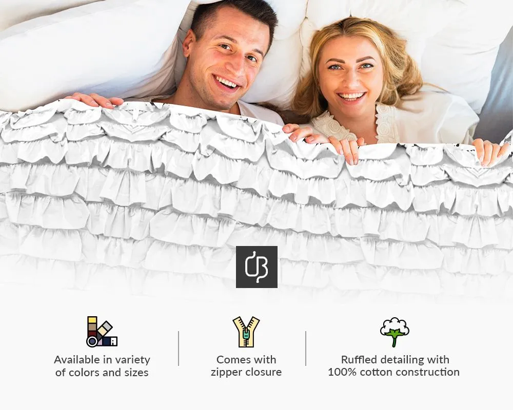 Luxurious Parrot Green Ruffle Duvet Cover Set