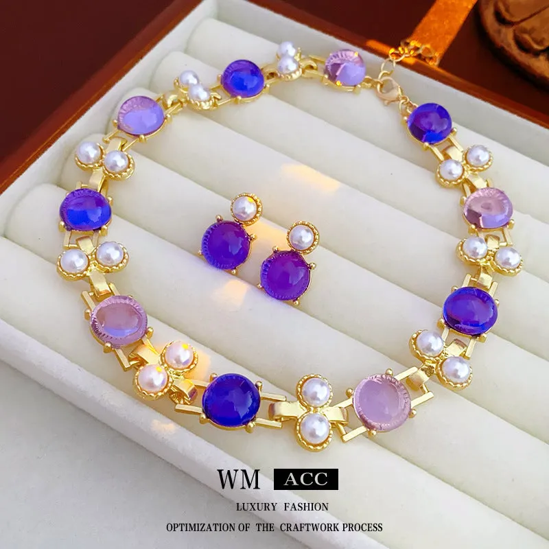 Luxurious Pearl Plant Alloy Pearl Inlay Jewelry Sets