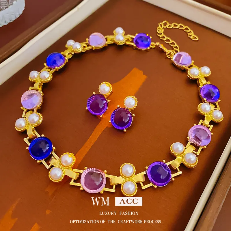 Luxurious Pearl Plant Alloy Pearl Inlay Jewelry Sets