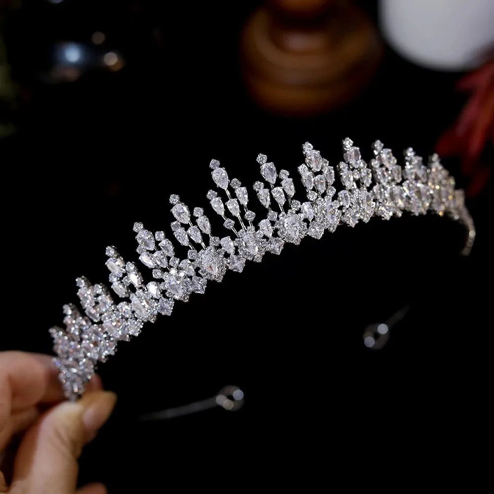 Luxurious Teardrop Style Handmade Wedding Crown - Stacy
