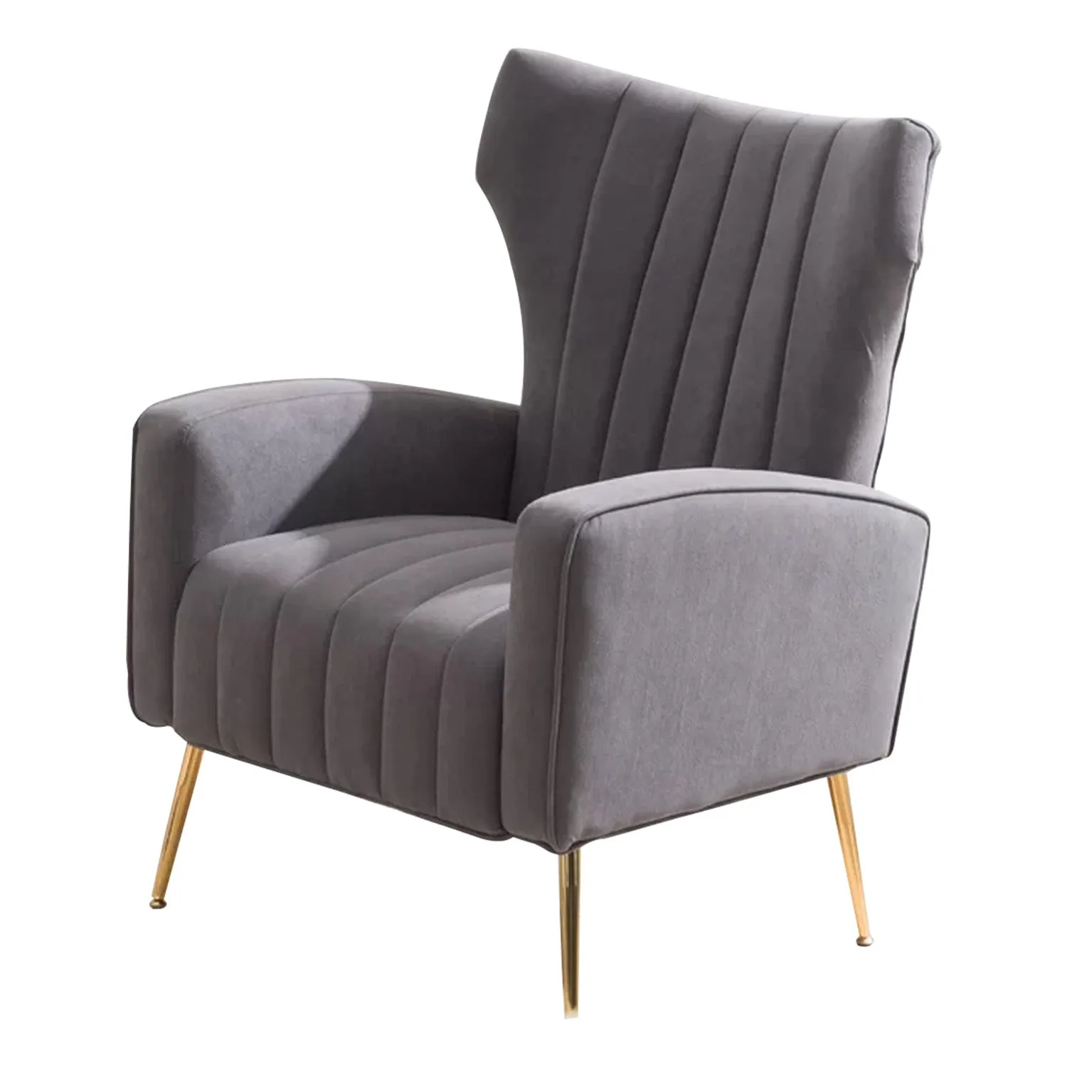 Luxurious Velvet Accent Chair Grey Color