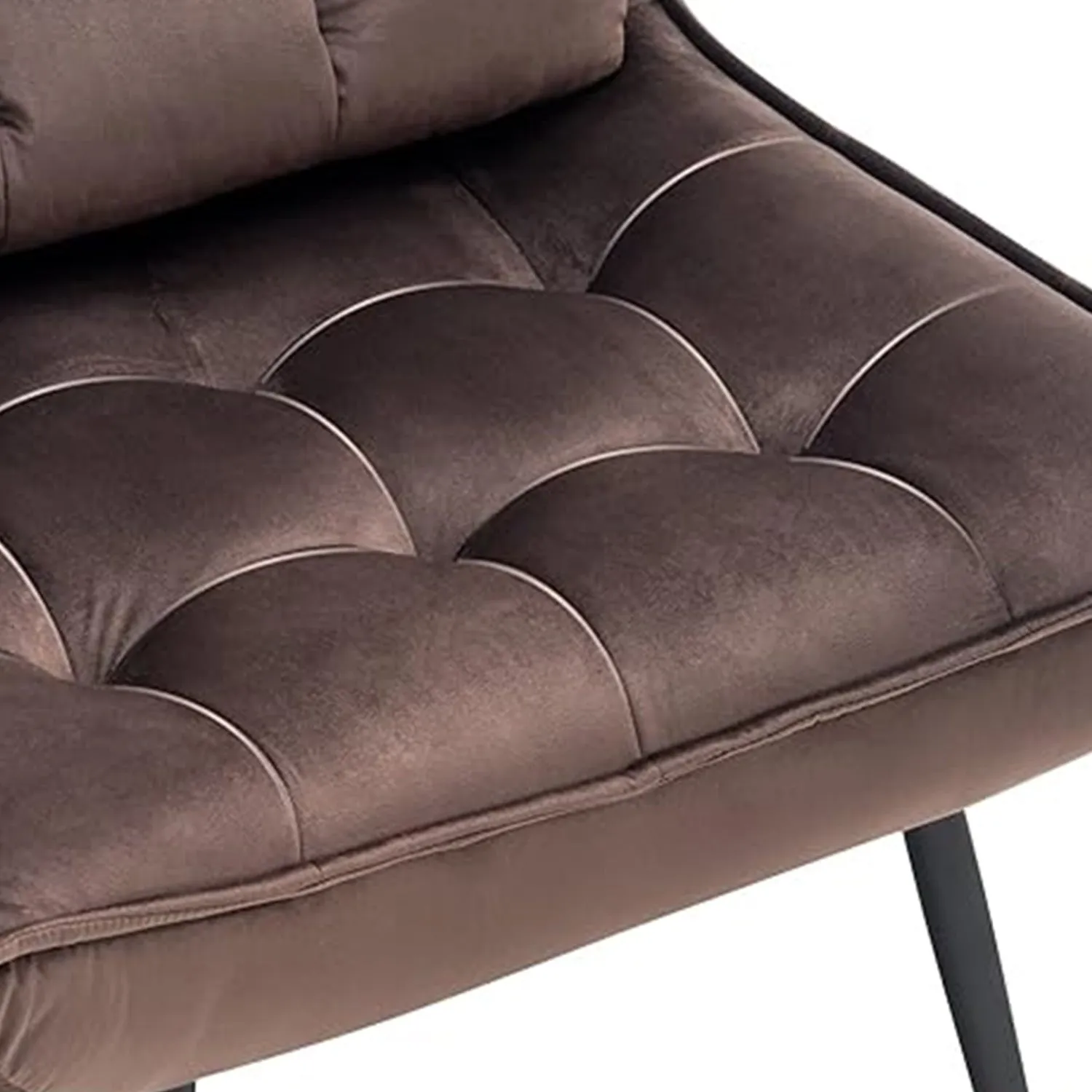 Luxurious Velvet Chair With Ottoman Footrest Brown
