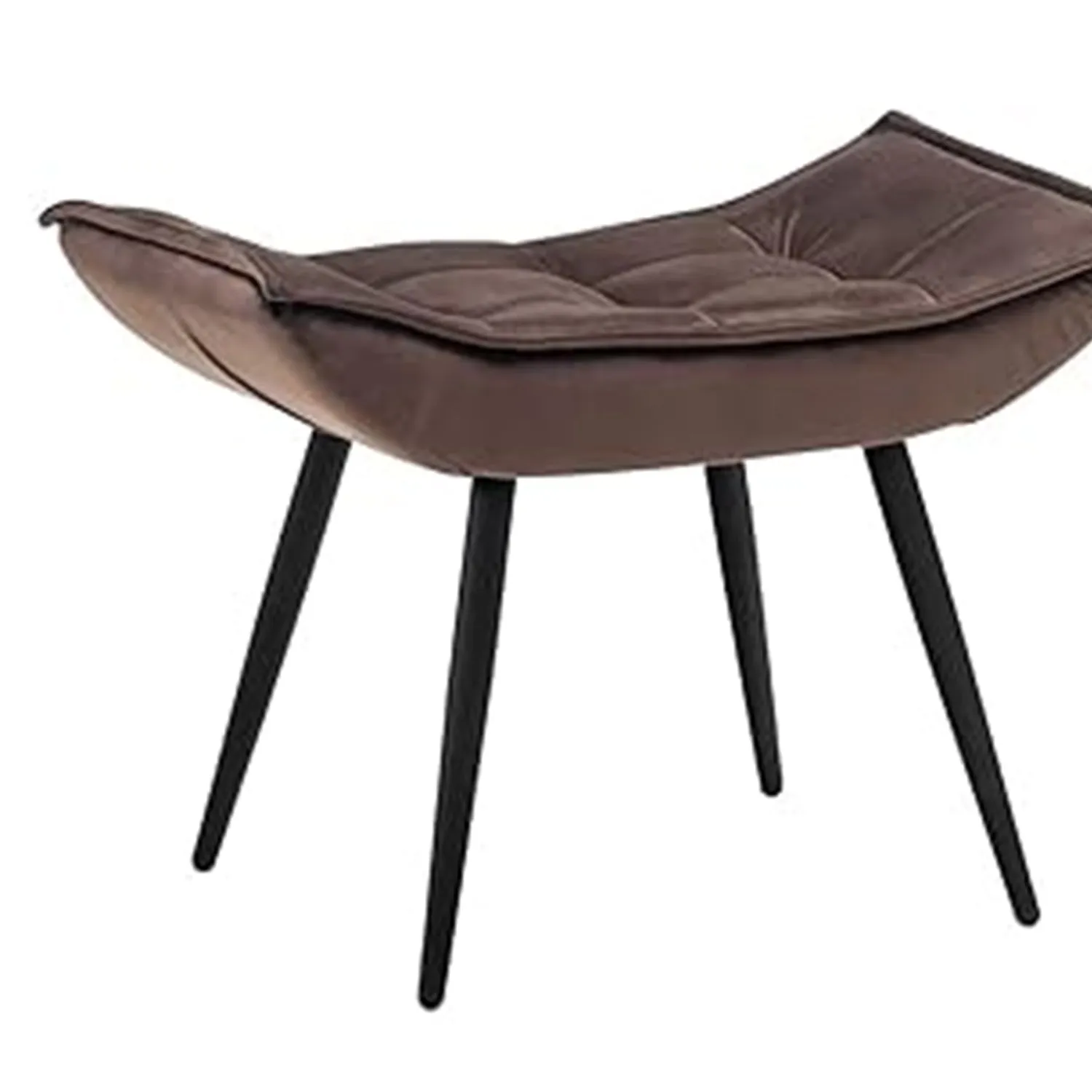 Luxurious Velvet Chair With Ottoman Footrest Brown