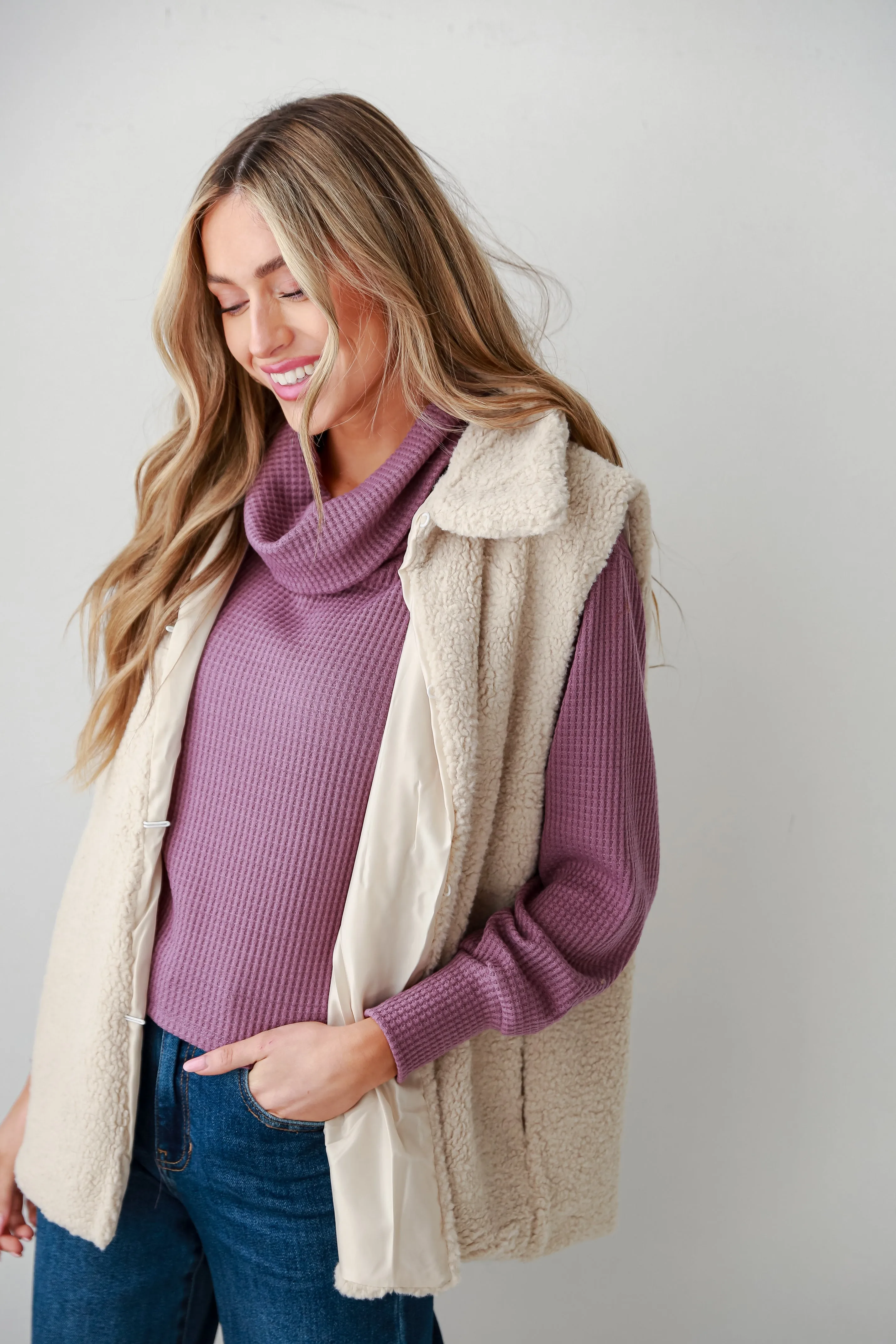 Luxurious Warmth Ivory Sherpa Vest - DOORBUSTER