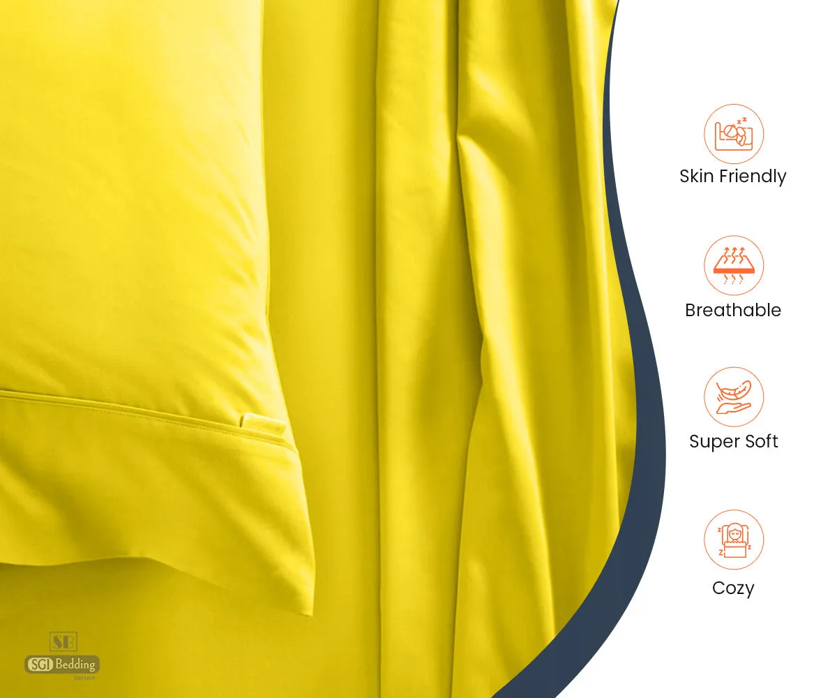 Luxurious Yellow Split Head Sheets Set 600TC