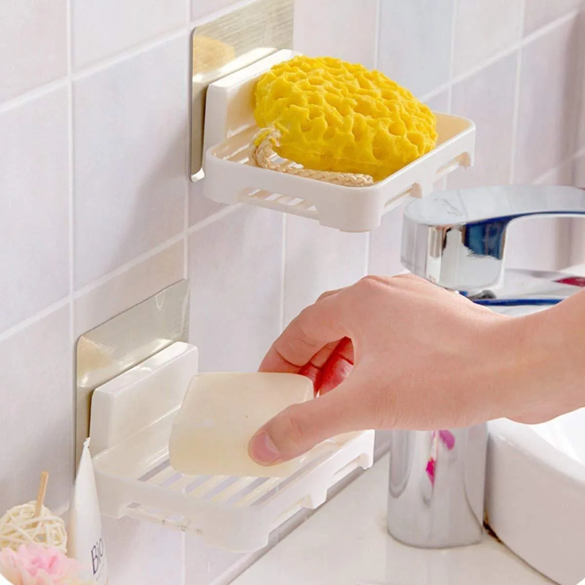 Magic Sticker Series No Drill Waterproof Kitchen Bathroom Soap Stand