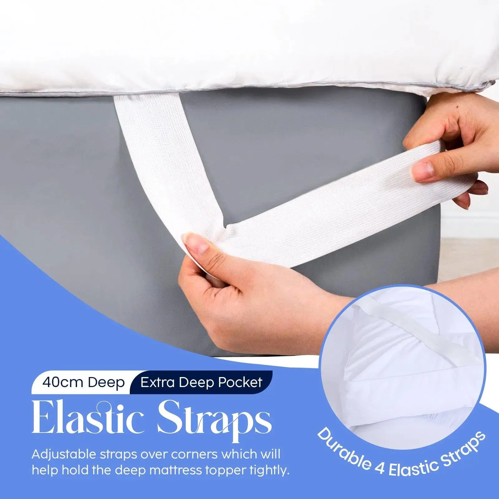 Mattress Topper Double 10CM Extra Thick with 1000GSM Filling Fiber | 135 cm x 190 cm