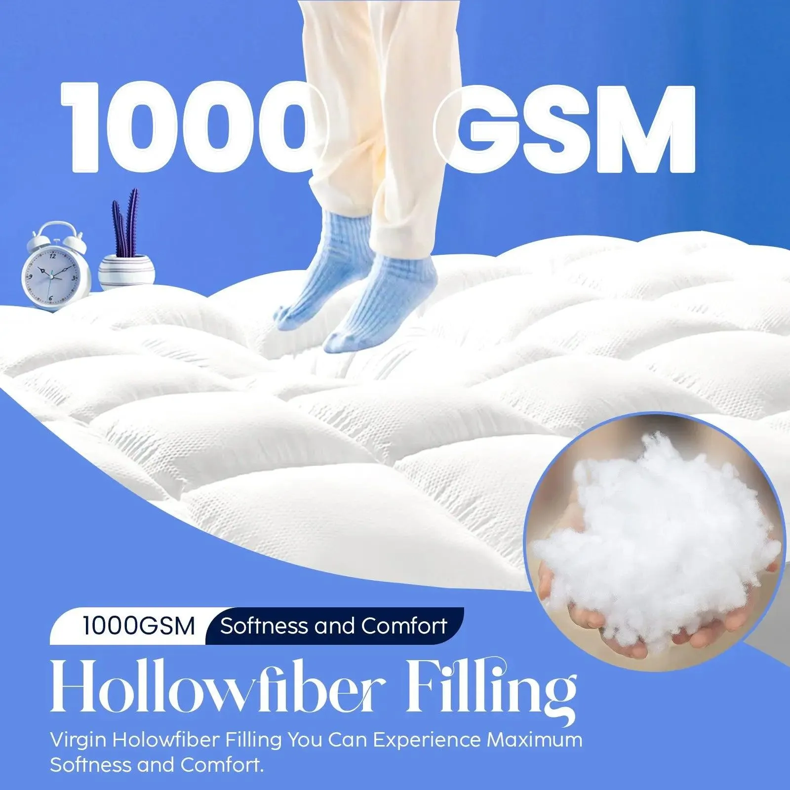 Mattress Topper Double 10CM Extra Thick with 1000GSM Filling Fiber | 135 cm x 190 cm
