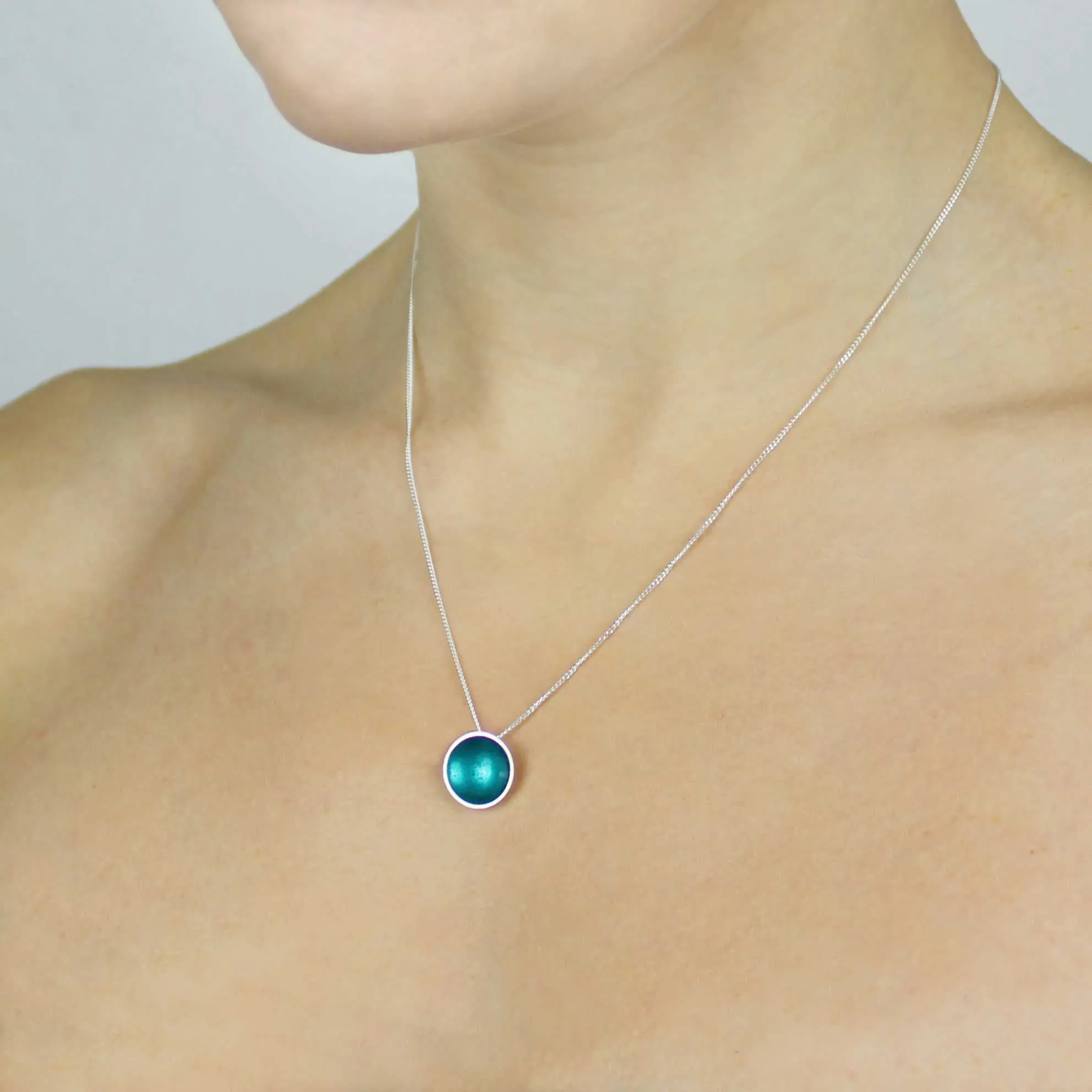 Medium Enamel Silver Pendant