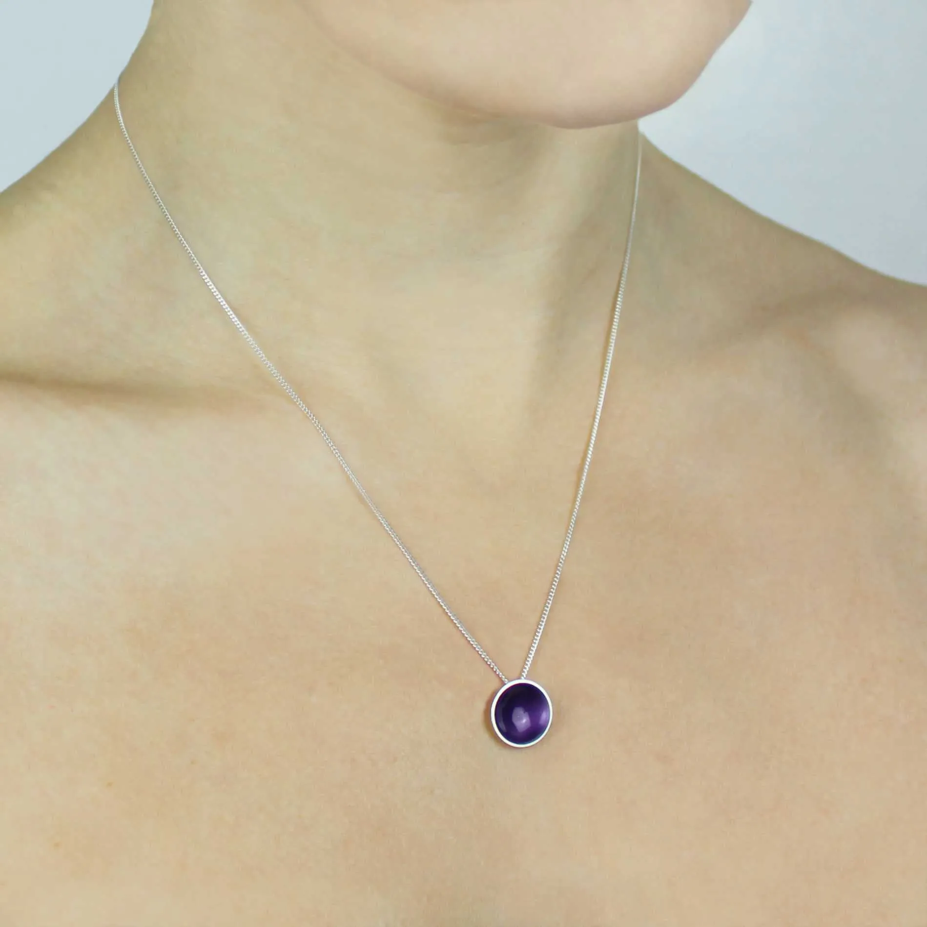 Medium Enamel Silver Pendant