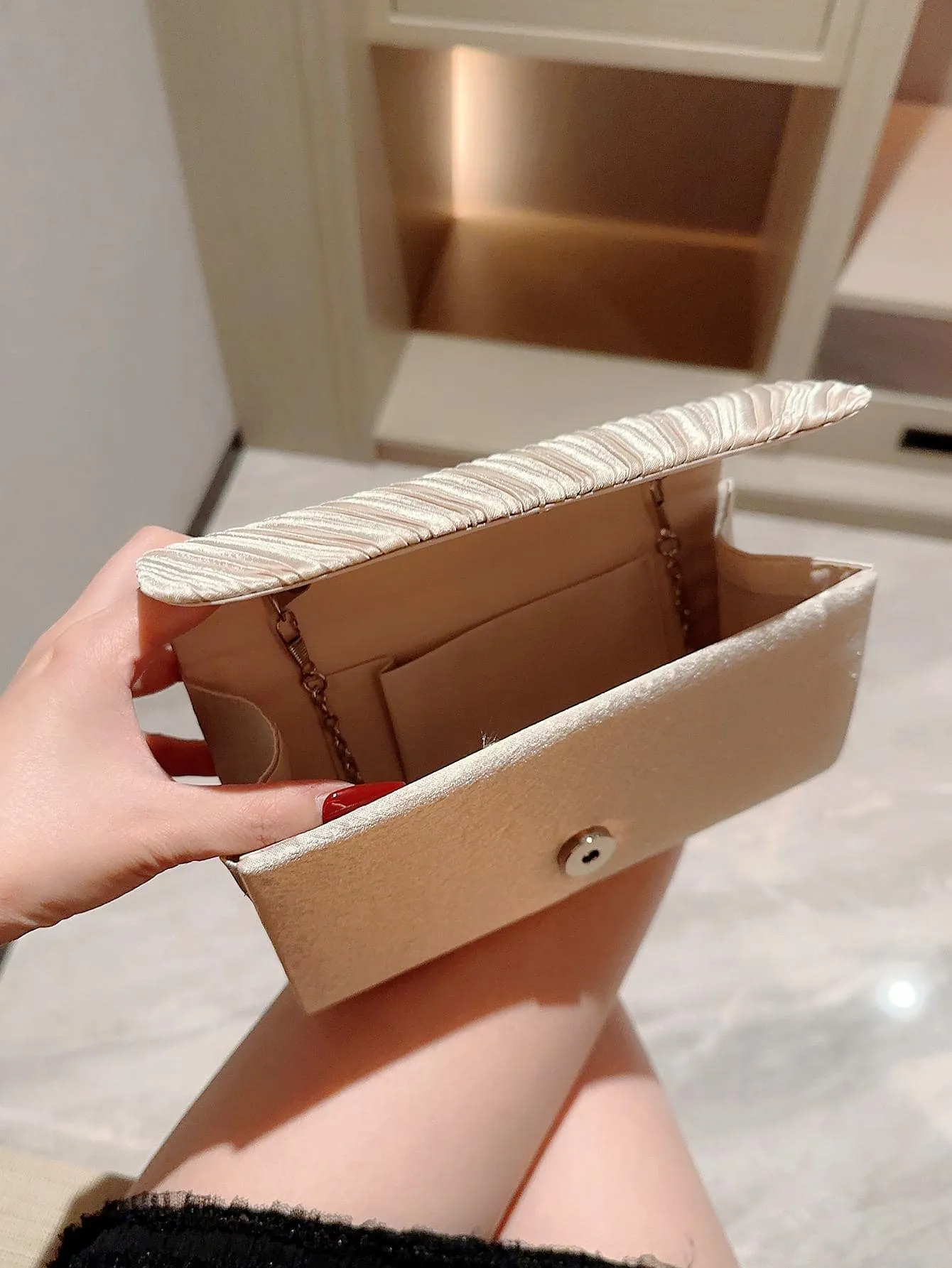 Mini Envelope Bag Ruched Detail Fashionable For Party Pleated Metal Chain Flap Clutch, Elegant Textured Party Purse, Classic Banquet Dinner Evening Bag